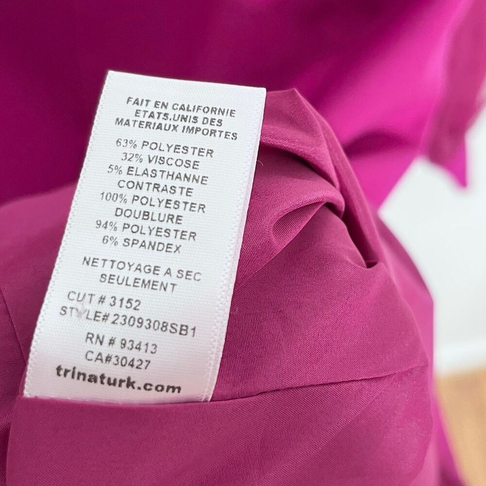 Trina Turk Tamadachi Tulle Sleeve Sheath Dress Pink Size 0 Cocktail - Picture 11 of 11
